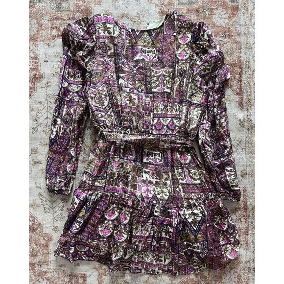 Marie Oliver Preston Mini Dress In Emerald Tile Long Sleeve Waist Belt Size XL - Picture 9 of 9